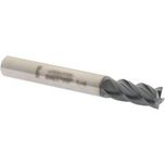 Square End Mill: 1/4" Dia, 1/2" LOC, 4 Flute, Solid Carbide - 2" OAL, 1/4" Shank Dia, 40 deg Helix, AlTiN Finish, Single End, Series ASQSC4-AT-CC-40H