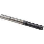 Square End Mill: 3/16" Dia, 5/8" LOC, 4 Flute, Solid Carbide - 2" OAL, 3/16" Shank Dia, 40 deg Helix, AlTiN Finish, Single End, Series ASQSC4-AT-CC-40H