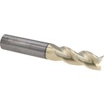 Square End Mill: 3/8" Dia, 1" LOC, 3 Flute, Solid Carbide - 2-1/2" OAL, 3/8" Shank Dia, 37 deg Helix, ZrN Finish, Single End, Series ASQSC3-Z-CC-AL37H