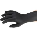 Disposable Glove: Size X-Large, 5.0 mil, Nitrile, General Purpose Grade, Powder-Free - Black, 9.5" Long, Grain (Full) Grip, Ambidextrous, FDA Approved