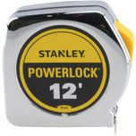 Tape Measure: 12' Long, 3/4" Width, Yellow Blade - Inch Graduation, Silver Case