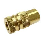 Pneumatic Hose Coupling: 1/4" Thread, 1/4" Body Dia, Industrial Interchange - Brass